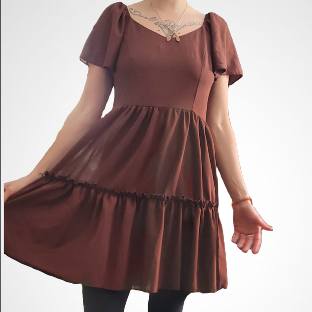 🌼3 for $30🌼 Bergundy sz 6 shein baby doll dress
